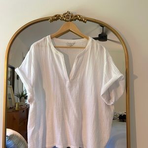 Lucky Brand White Textured Cotton Shirt